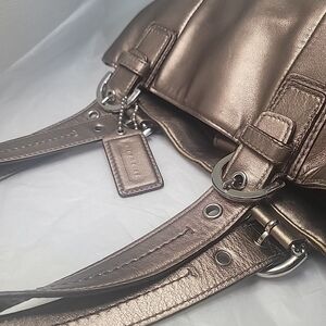 Vtg Coach Metallic Bronze Lg Tote Bag With Original Label Tags!